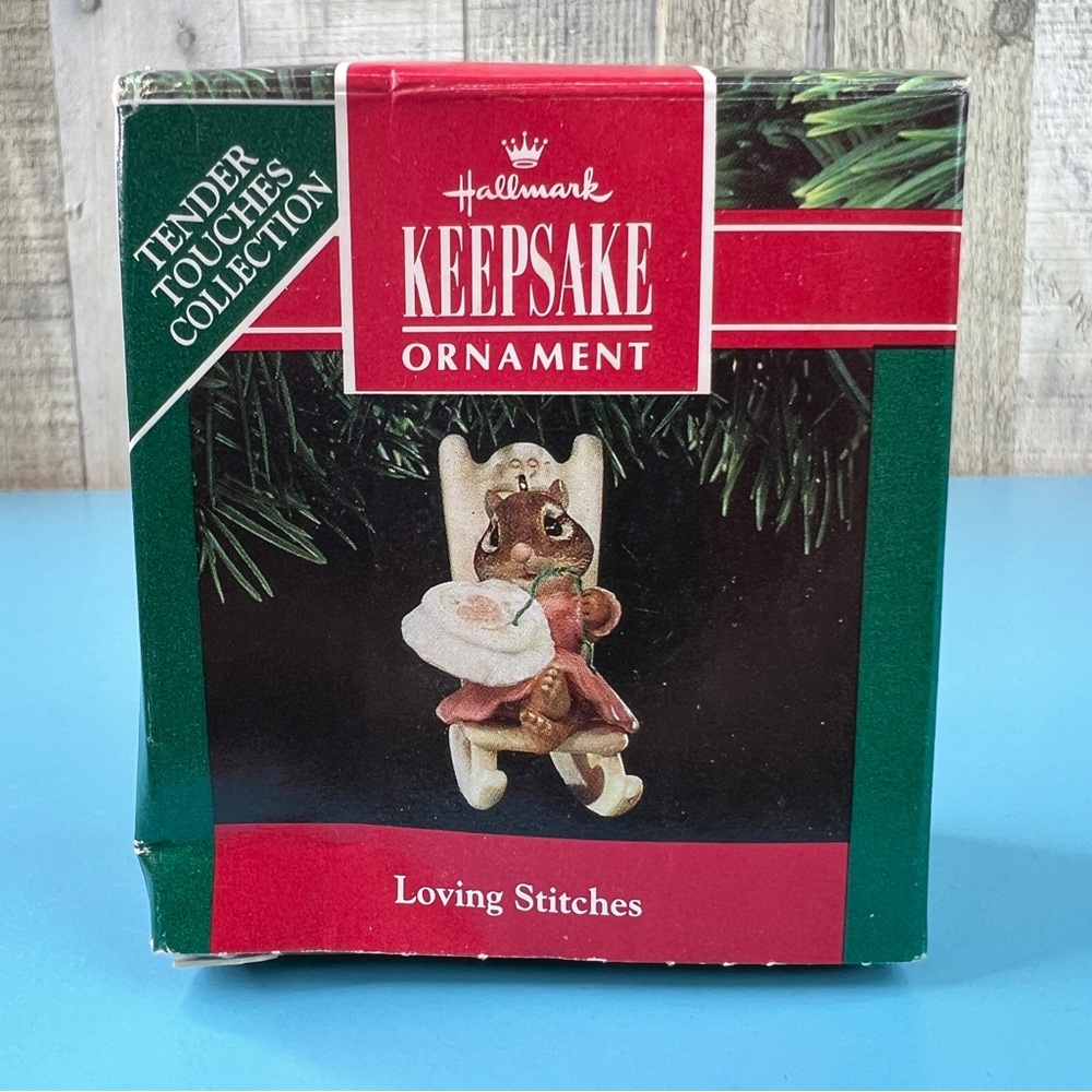 Hallmark Keepsake Ornament Loving Stitches Handcrafted Hand Painted Dated 1991